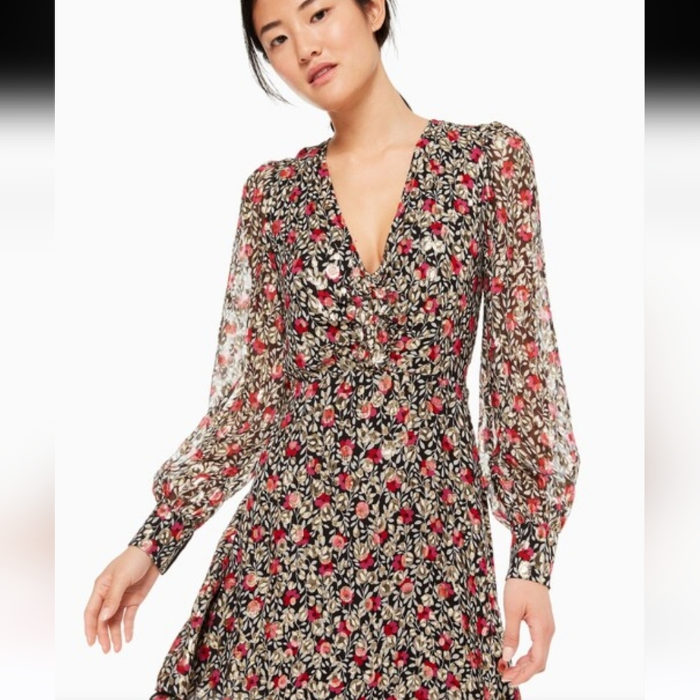 kate spade new york Floral Park Clip-Dot Dress Women's Size 12
